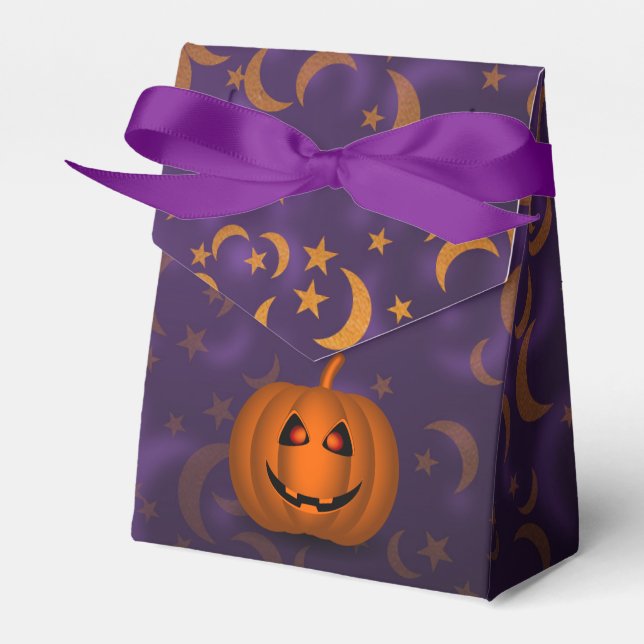 Caixinha De Lembrancinhas Shiny Pumpkin Halloween Moon Purple Box (Frente)