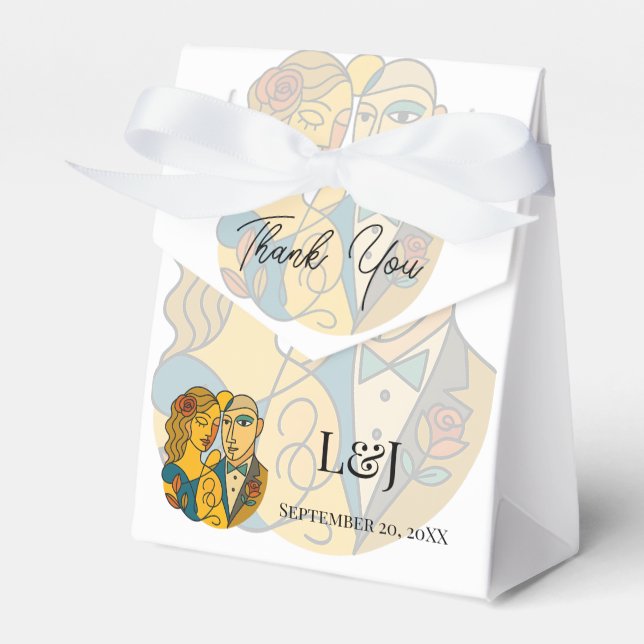 Caixinha De Lembrancinhas Silhueta Artística Destino Casamento Arte Moderna (Frente)