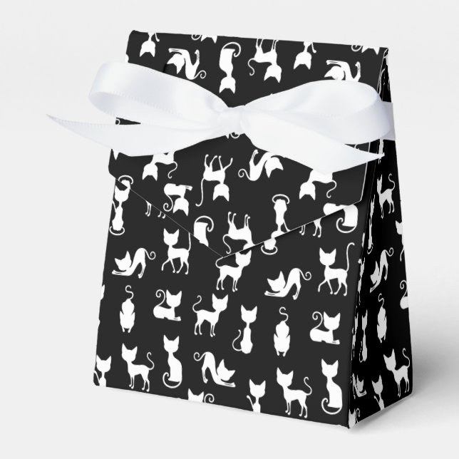 Caixinha De Lembrancinhas Silhuette de Gato Preto e Branco (Frente)