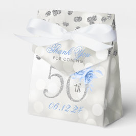 Caixinha De Lembrancinhas Silver 50º aniversário Obrigado Blue Floral