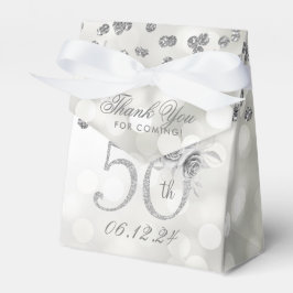 Caixinha De Lembrancinhas Silver 50º Aniversário Obrigado Luzes Florais