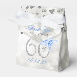 Caixinha De Lembrancinhas Silver 60º aniversário Obrigado Floral Azul