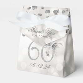 Caixinha De Lembrancinhas Silver 60º aniversário Obrigado Luzes Florais