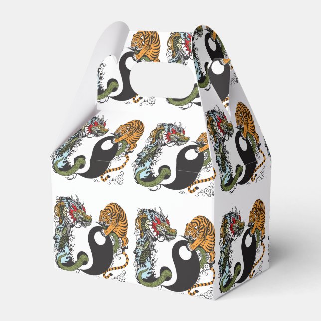 Caixinha De Lembrancinhas símbolo do dragão e tigre yin yang (Frente)