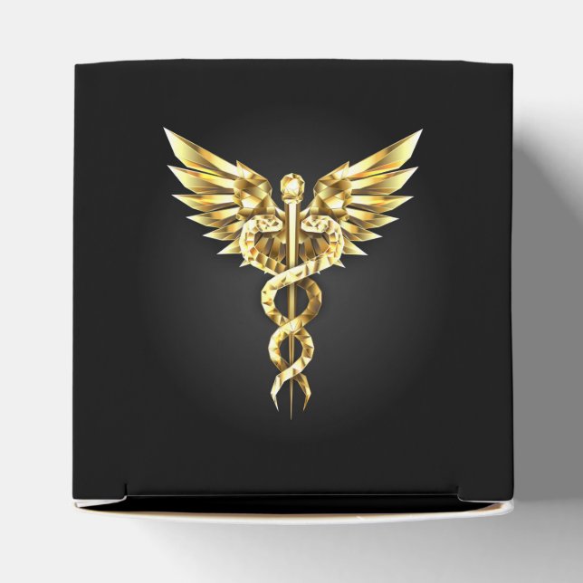 Caixinha De Lembrancinhas Símbolo Poligonal Dourado Caduceus (Topo)