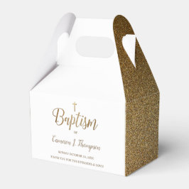 Caixinha De Lembrancinhas Simples Dourado Batismo Branco Cruz Obrigado Favor
