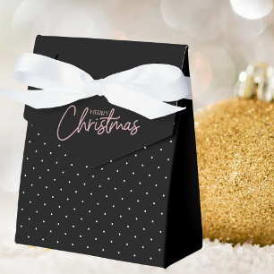 Caixinha De Lembrancinhas Simples Natal Preto e Branco Merry