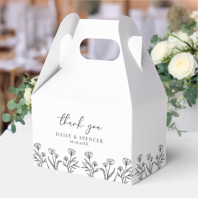 Caixinha De Lembrancinhas Simples Preto e Branco Formatação Floral Gable (Criador carregado)