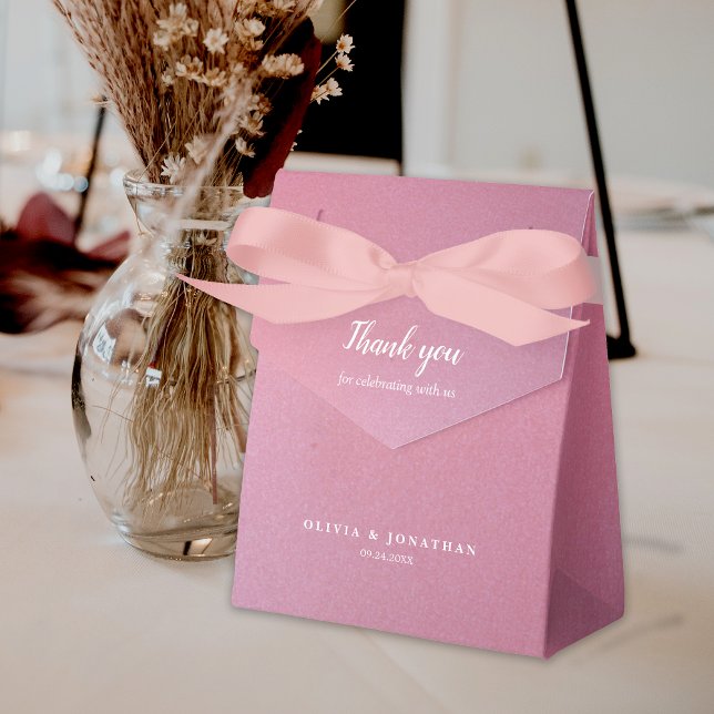 Caixinha De Lembrancinhas Simples Rosa De Largura Dourada Obrigado Casamento (Simple Glitter Rose Gold Thank You Wedding Favor Box)