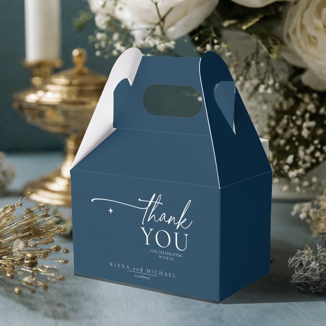 Caixinha De Lembrancinhas Simplesmente Casamento Chic Obrigado Blu Prussiano (Criador carregado)