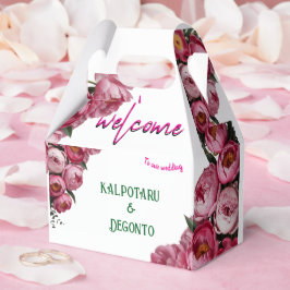 Caixinha De Lembrancinhas Sinal de Boas-Vindas de Casamento Floral Rosa Eleg