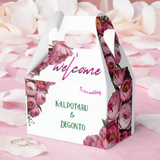 Caixinha De Lembrancinhas Sinal de Boas-Vindas de Casamento Floral Rosa Eleg