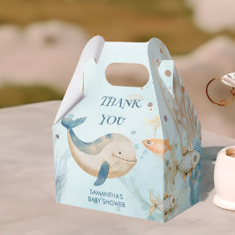 Caixinha De Lembrancinhas Sob o Chá de fraldas de coral marinho e baleia