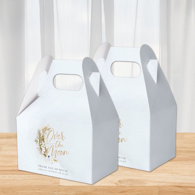 Caixinha De Lembrancinhas Sobre a Lua Boho Dourada Poeira e Nuvens (Criador carregado)