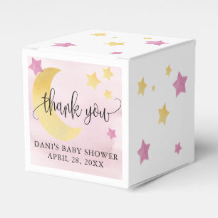 Caixinha De Lembrancinhas Sobre a Lua, Lua cor-de-rosa, Chá de fraldas é peq