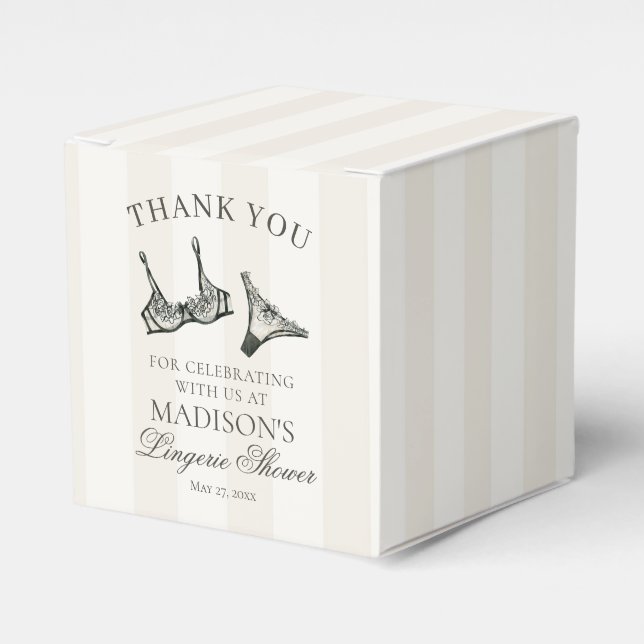 Caixinha De Lembrancinhas Sobremesa de Chá de Noiva Lingerie Preta para Desp (Frente)