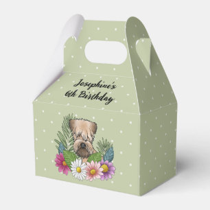 Caixinha De Lembrancinhas Soft-Coated Wheaten Terrier Com Flores Aniversário