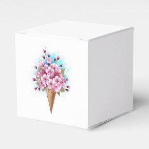 Caixinha De Lembrancinhas Sorvete Waffle Rosa Sakura Cone