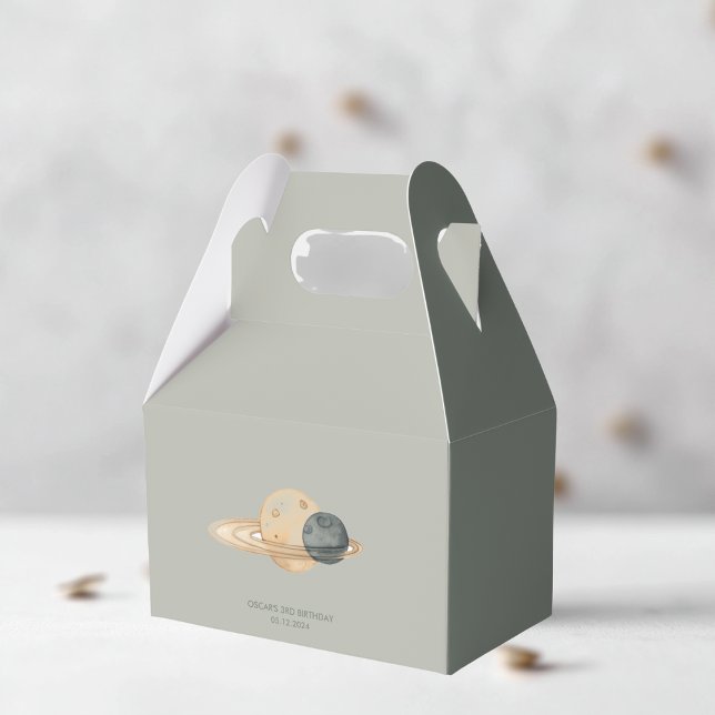 Caixinha De Lembrancinhas "Space Adventure Watercolor Primeiro Aniversário (Criador carregado)