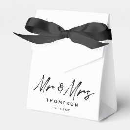 Caixinha De Lembrancinhas Sr. Casamento de Script Branco Preto & Moderno