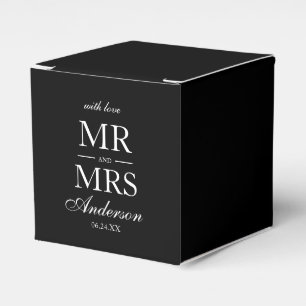 Caixinha De Lembrancinhas Sr. e Sra. elegantes modernos Casamento Preto