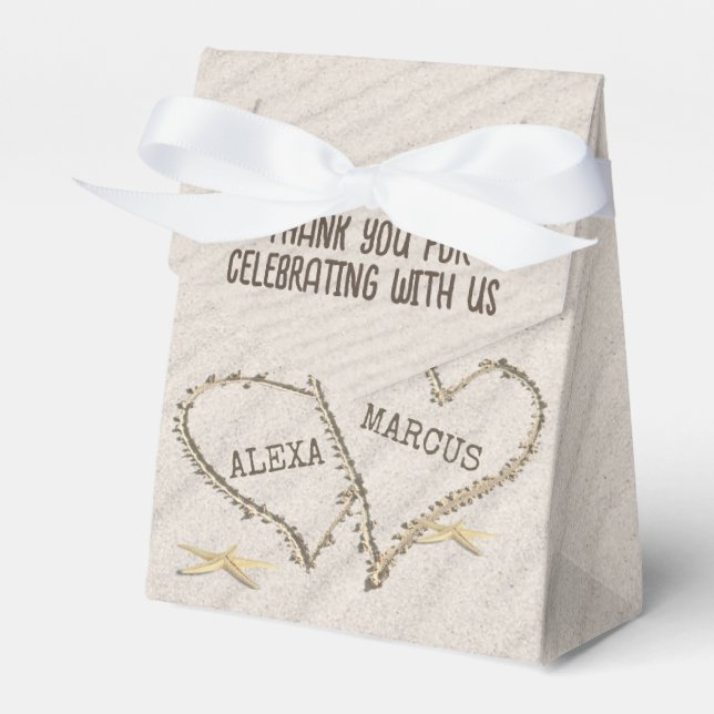 Caixinha De Lembrancinhas Starfish e Beach Hearts com Nomes (Frente)