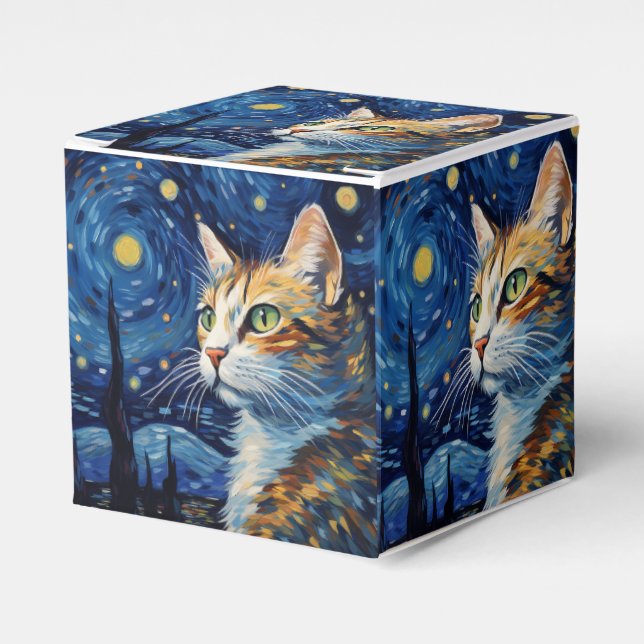 Caixinha De Lembrancinhas Starry Night Cat (Frente)