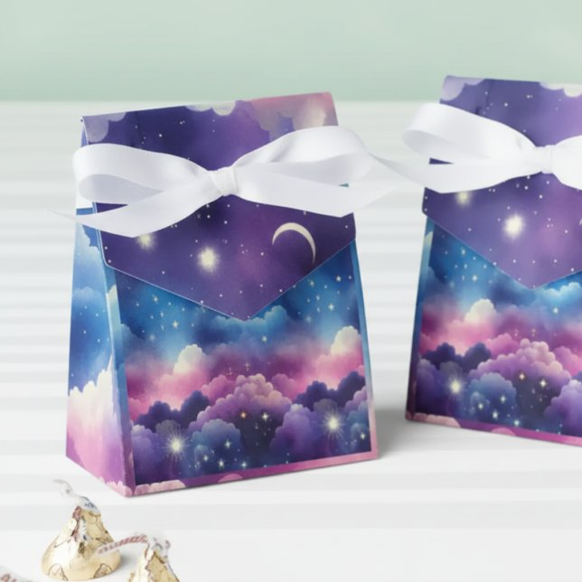 Caixinha De Lembrancinhas Starry Sky Baby Adotion Chá - Lua e Estrelas (starry sky baby shower guest favor)