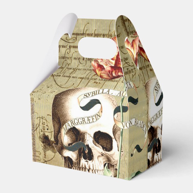 Caixinha De Lembrancinhas Steampunk Skull Floral Escrevendo Halloween Box (Verso)