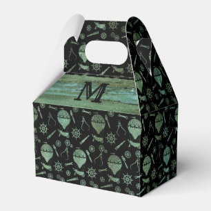 Caixinha De Lembrancinhas Steampunk Verdigris Balloons Monograma Gable