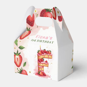 Caixinha De Lembrancinhas Strawberry Birthday Favor Box Letra F Bolo