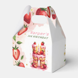 Caixinha De Lembrancinhas Strawberry Birthday Favor Box - Letra H Bolo