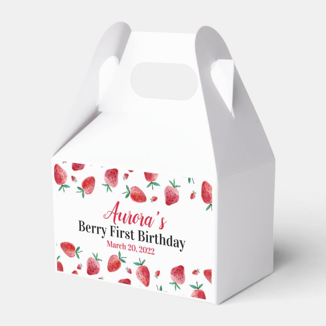 Caixinha De Lembrancinhas Strawberry Red Birthday Favor Box (Frente)