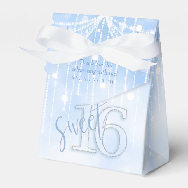Caixinha De Lembrancinhas String Lights & Balloons Sweet 16 Lt. Blue ID473 (Frente)