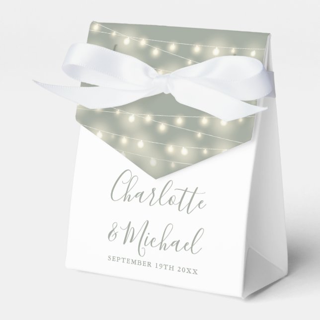Caixinha De Lembrancinhas String Lights Signature Sage Green Wedes (Frente)