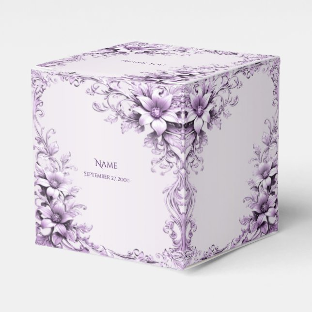 Caixinha De Lembrancinhas Stylish Purple Flowers Favor Box (Frente)