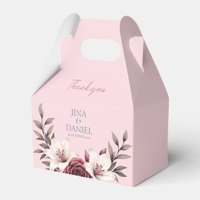 Caixinha De Lembrancinhas Suíte De Casamento Floral Sofisticado (Rosa) (Frente)