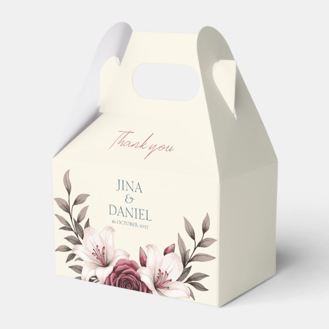 Caixinha De Lembrancinhas Suite de Micro-Casamento Floral Sofisticado (Frente)