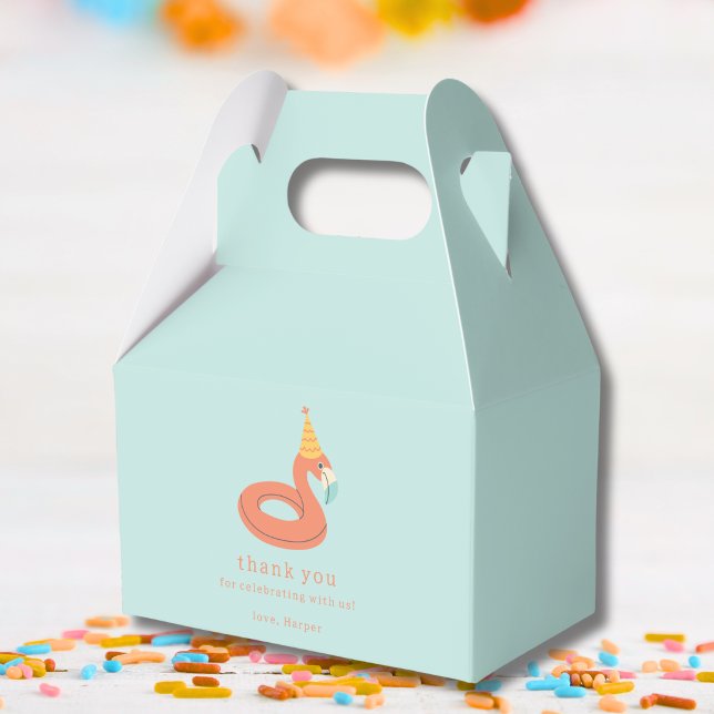 Caixinha De Lembrancinhas summer flamingo float kids birthday pool party (flamingo birthday pool party thank you for celebrating party favor gift box modern aesthetic )