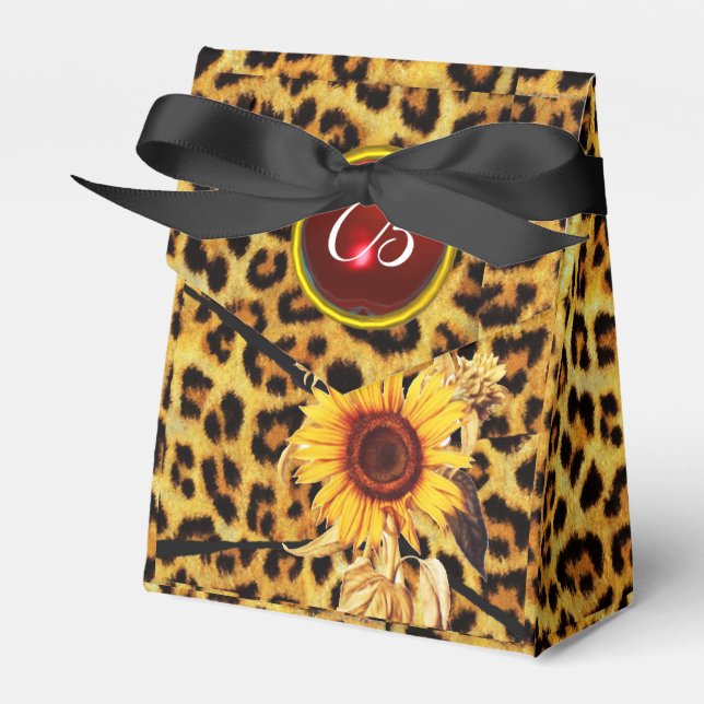 CAIXINHA DE LEMBRANCINHAS SUNFLOWER, LEOPARD FUR ARCO MONOGRAMA (Frente)
