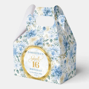 Caixinha De Lembrancinhas Sweet 16 Favor Box Watercolor Blue Boho Floral