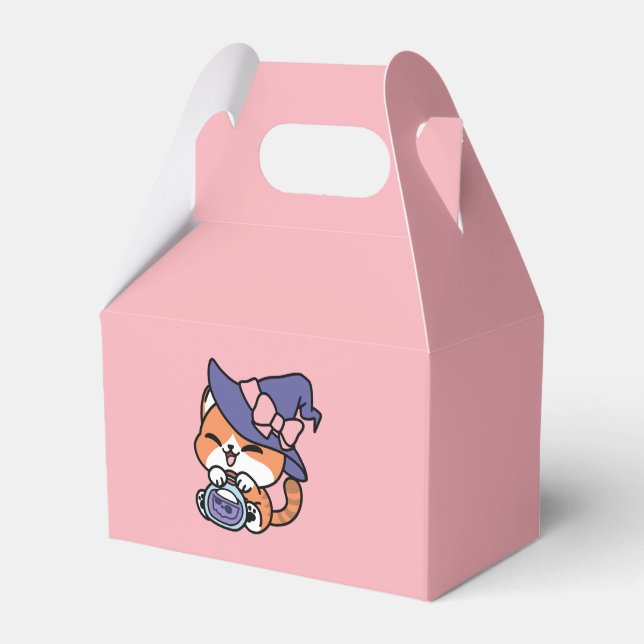 Caixinha De Lembrancinhas Tabby Witch Brew – Cute Halloween Cat Design (Frente)