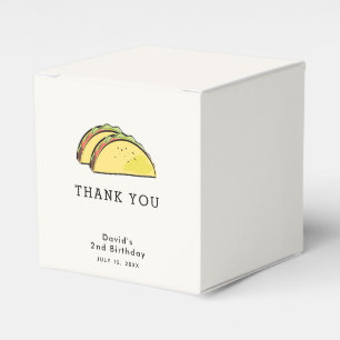 Caixinha De Lembrancinhas Taco Aniversário Simples Creme Obrigado