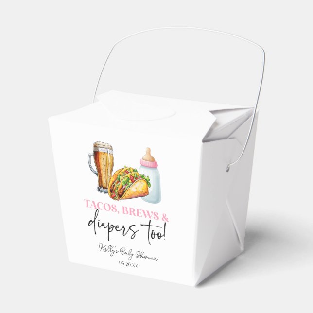 Caixinha De Lembrancinhas Tacos Brews e Fraldas também! Chá de fraldas (Frente)
