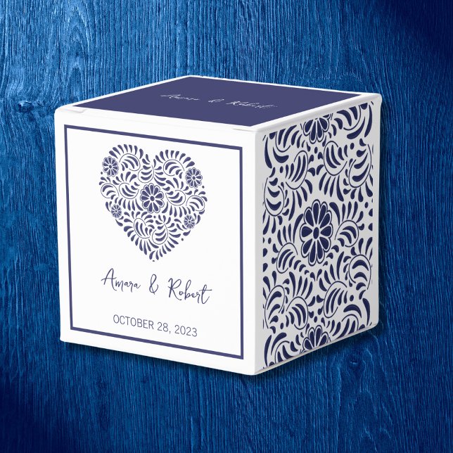 Caixinha De Lembrancinhas Talavera blue Heart Favor Box (Criador carregado)