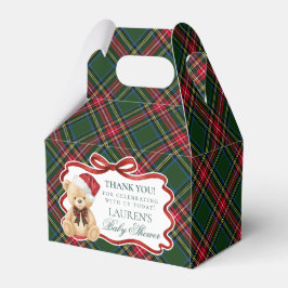 Caixinha De Lembrancinhas Tartan Plaid Christmas Bear Baby Shower Favor Box