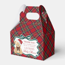 Caixinha De Lembrancinhas Tartan Plaid Christmas Bear Baby Shower Favor Box