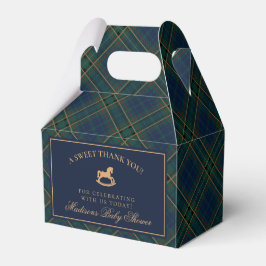 Caixinha De Lembrancinhas Tartan Plaid Rocking Horse Baby Shower Favor Box