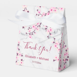 Caixinha De Lembrancinhas Tcherry Blossomo, Cinza Rosa, Marble Personalizado