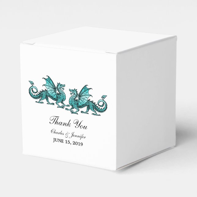 Caixinha De Lembrancinhas Teal Elegant Dragon Boxes (Frente)